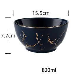 Nordic Light Luxury Style Phnom Penh Marble Household Bowl (Option: Blue-6inch)