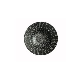 Pasta Restaurant 3D Printing Straw Hat Ceramic Plate (Option: Black floral pattern-22cm)