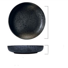 Japanese-style Plate Large Round Household Ceramics (Option: Vintage Black Pearl-8inches)