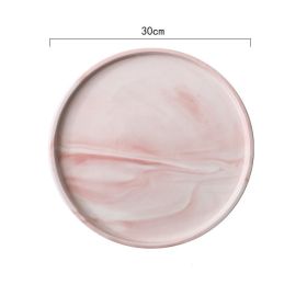 Nordic Marble Creative Home Ceramic Tray (Option: Pink 12in round)