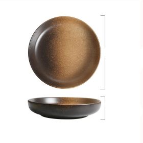 Japanese-style Plate Large Round Household Ceramics (Option: Autumn dish yellow-8inches)