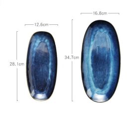 Japanese Style Kiln-formed Ceramic Large Oval Fish Plate (Option: Basket color Danshaped plate)