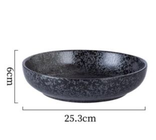Japanese Ceramic Deep Plate (Option: Bright black-25.3x6cm)