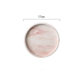 Nordic Marble Creative Home Ceramic Tray (Option: Pink 7in round)
