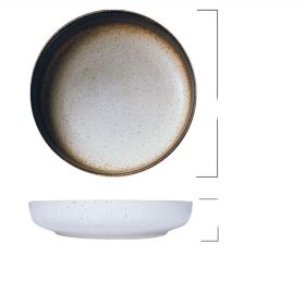 Japanese-style Plate Large Round Household Ceramics (Option: Fashion Sesame Gold-8inches)